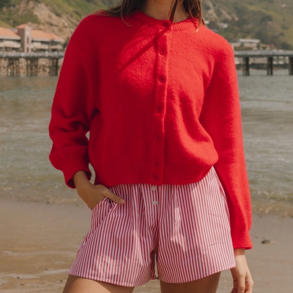 Daily Drills Button Up Red Sweater